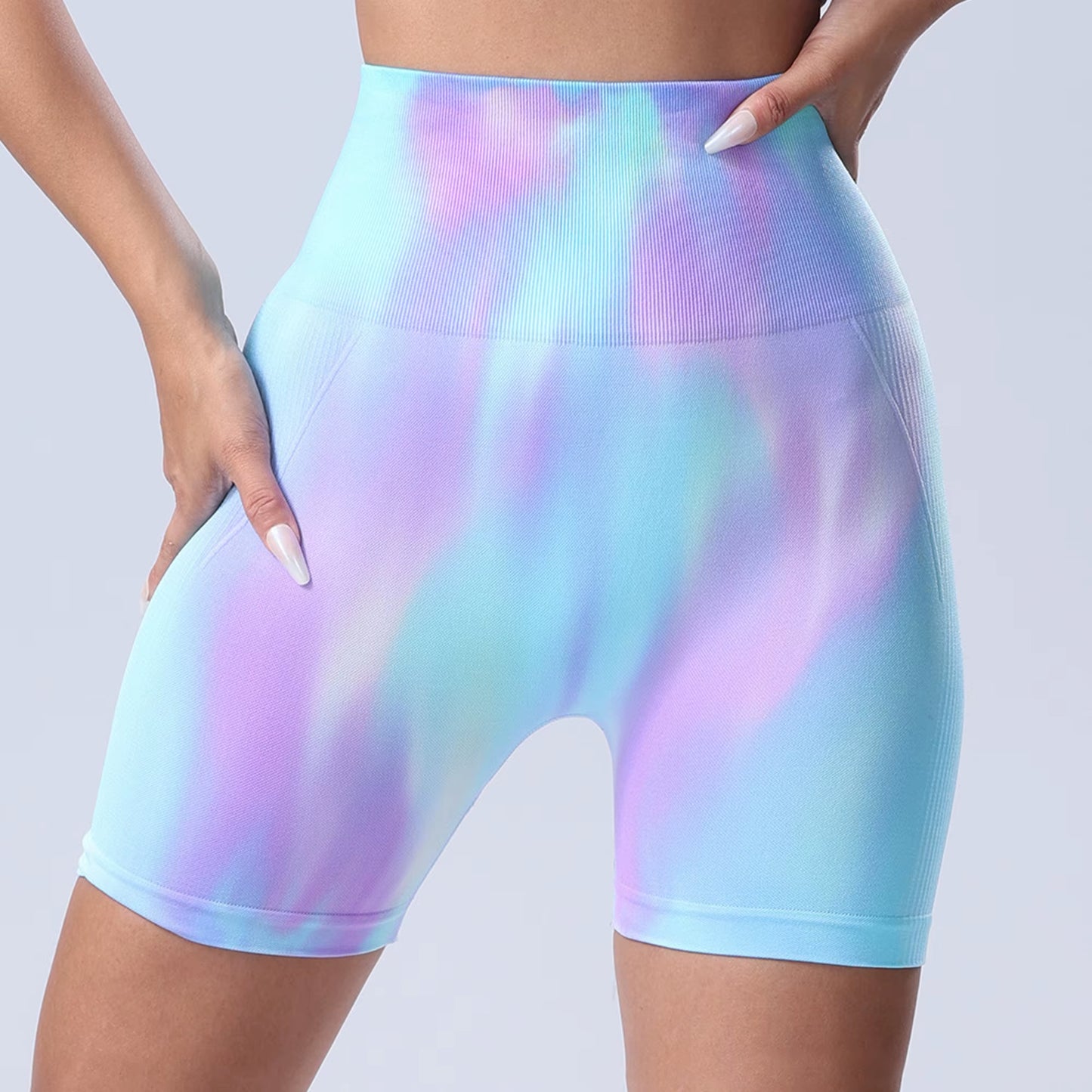 Seamless Aurora High Waist Sport Shorts Comfortable Hip Lift Workout Pants for Women Fitness Running Cycling Yoga Leggings