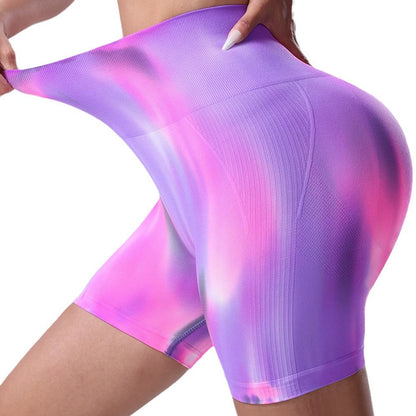 Seamless Aurora High Waist Sport Shorts Comfortable Hip Lift Workout Pants for Women Fitness Running Cycling Yoga Leggings